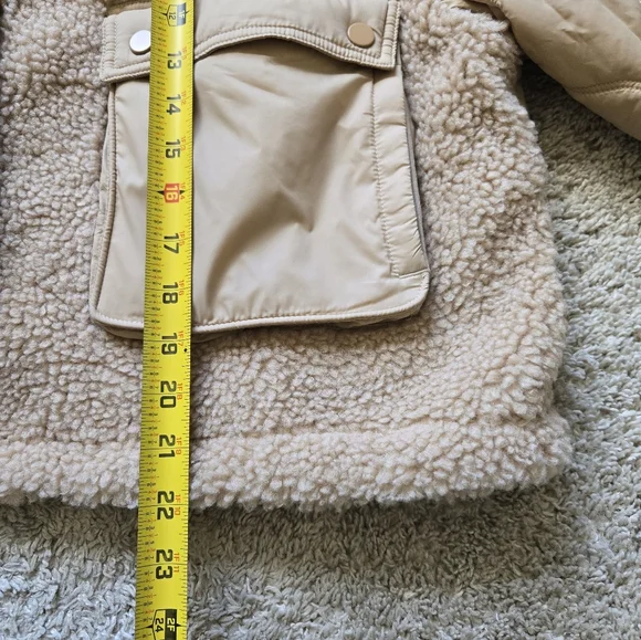 Athleta Fleece Hybrid Jacket Womens XL Tan Cropped - Picture 10 of 12